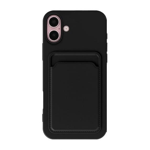 iPhone 16 Plus Silikonskal med Korthållare – Svart