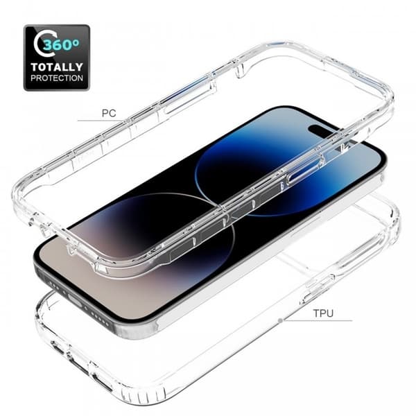 iPhone 15 Pro Heltäckande Premium 3D Skal 3in1 ThreeSixty Clear