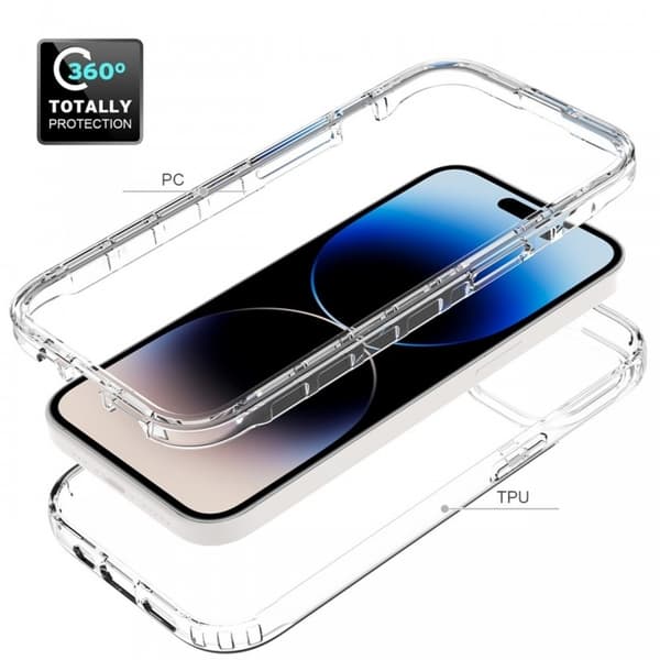 iPhone 15 Heltäckande Premium 3D Skal 3in1 ThreeSixty Clear