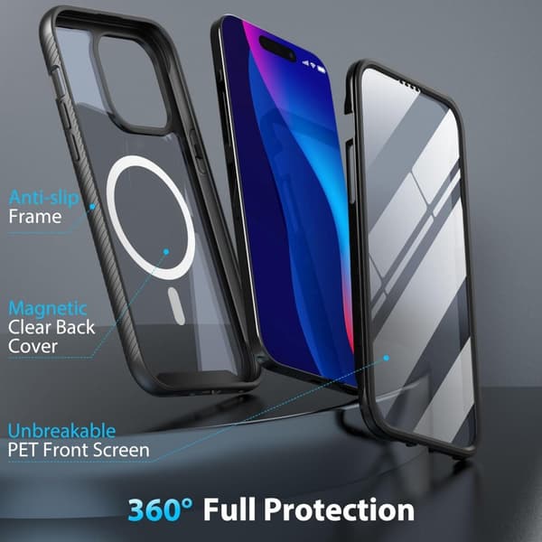 iPhone 14 Pro Max Heltäckande Magsafe Premium 3D Skal 3in1 ThreeSixty