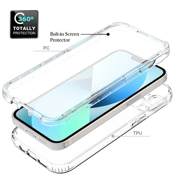 iPhone 14 Heltäckande Premium 3D Skal 3in1 ThreeSixty Clear