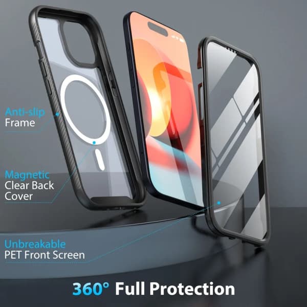 iPhone 12 / 12 Pro Heltäckande Magsafe Premium 3D Skal 3in1 ThreeSixty