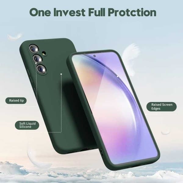 Samsung A54 5G Gummibelagd Mattgrönt Skal Kameraskydd Liquid - Grön