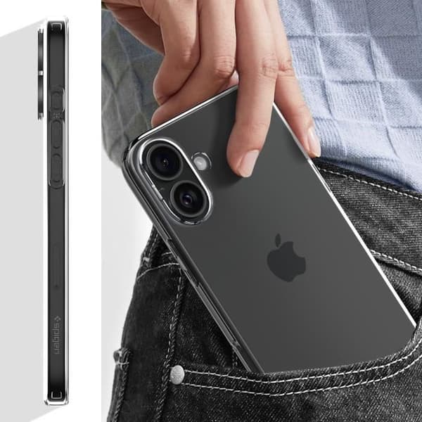 Silikonfodral till iPhone 16 Stötsäker Slim Design Qi-kompatibel Spigen SGP Transparent