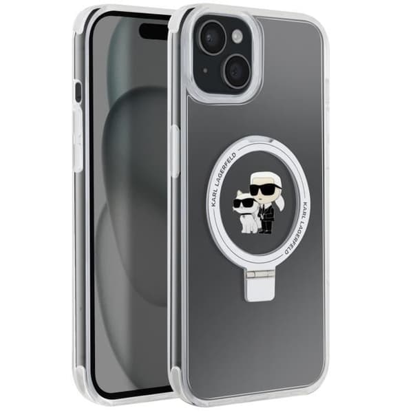 Skal till iPhone 15 Plus Karl Lagerfeld - Silikongelförstärkta hörn - Genomskinlig