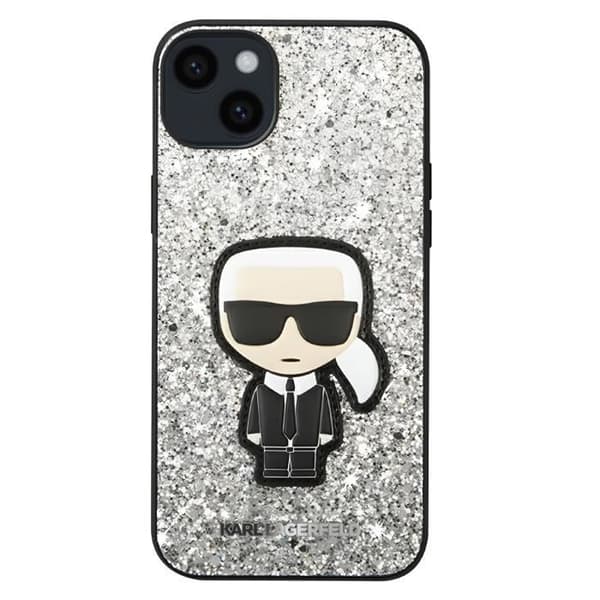 Skal till iPhone 14 Plus Sparkling Glitter Design Upphöjda kanter Karl Lagerfeld Silver
