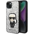 Miniatyrbild 1 av 4: Skal till iPhone 14 Plus Sparkling Glitter Design Upphöjda kanter Karl Lagerfeld Silver