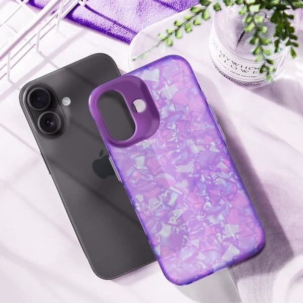 Fodral till iPhone 16 Plus Stötsäker Mjuk Tutti Frutti Lila