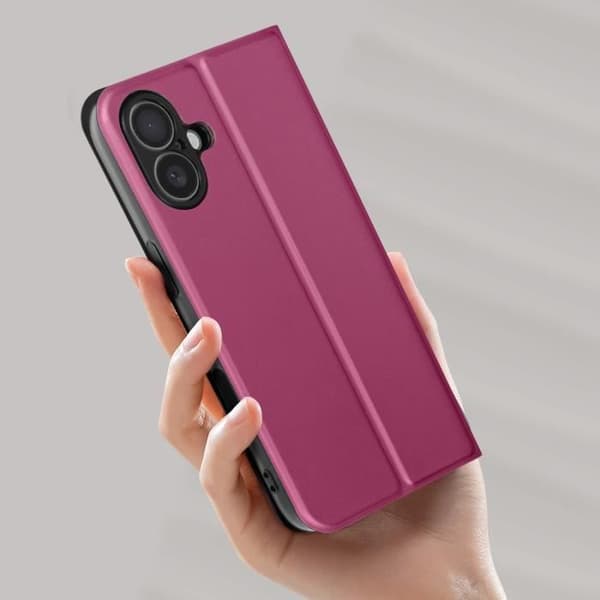 Fodral till iPhone 16 - AVIZAR - Soft touch - Korthållare - Videostöd - Burgundy