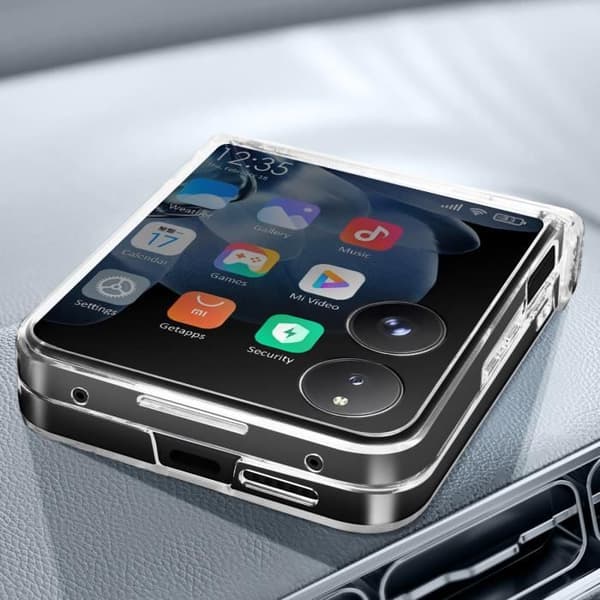 Fodral för Xiaomi Mix Flip Hard Synlig designskydd Gångjärn Transparent