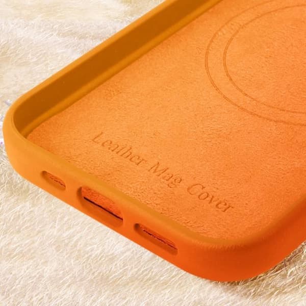 Skal till iPhone 16 Pro Max - AVIZAR - Högkvalitativt veganskt läder - Orange - Integrerad MagSafe