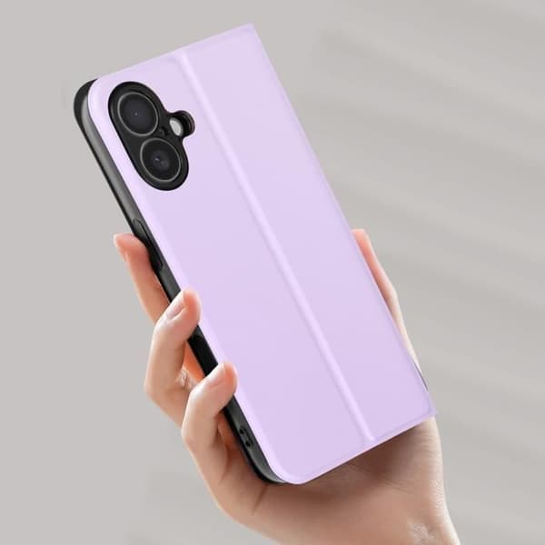 Fodral till iPhone 16 - AVIZAR - Soft touch - Korthållare - Videostöd - Ljuslila
