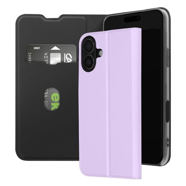 Fodral till iPhone 16 - AVIZAR - Soft touch - Korthållare - Videostöd - Ljuslila