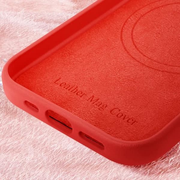 MagSafe Fodral till iPhone 16 i högkvalitativt Veganskt Läder Röd