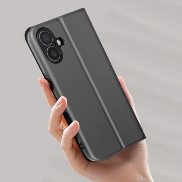 Fodral till iPhone 16 Plus - AVIZAR - Soft touch - Korthållare - Videostöd - Svart