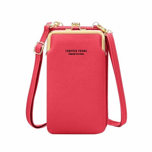 Smartphone Etui - Syntetiskt läder - Flera fack - Rosa - Kompatibel upp till 180x110mm - Dragkedja