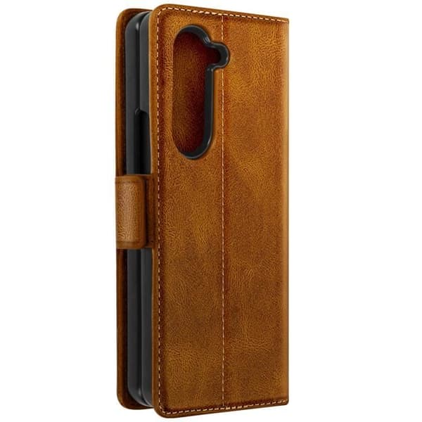 Coque - Samsung - Galaxy Z Fold 5 - Vintage - Anti RFID - Syntetiskt läder ljusbrun