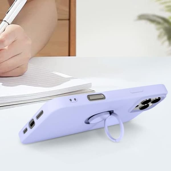 Fodral till iPhone 16 Pro Max - AVIZAR - Flexibel silikonringhållare - Lila - Lavendel - Blandat