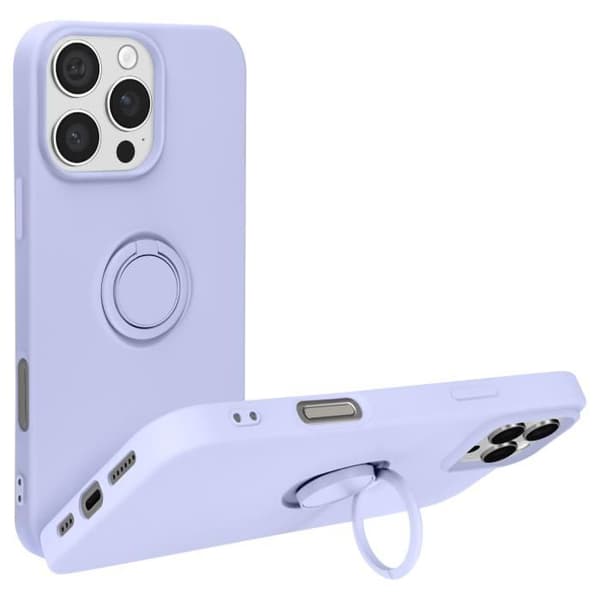 Fodral till iPhone 16 Pro Max - AVIZAR - Flexibel silikonringhållare - Lila - Lavendel - Blandat