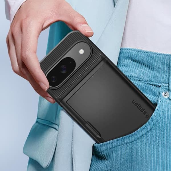 Korthållarfodral - SPIGEN - Google Pixel 9/9 Pro - Stötsäker - Smal design - Svart