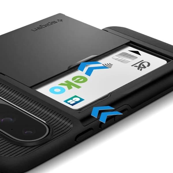 Korthållarfodral - SPIGEN - Google Pixel 9/9 Pro - Stötsäker - Smal design - Svart