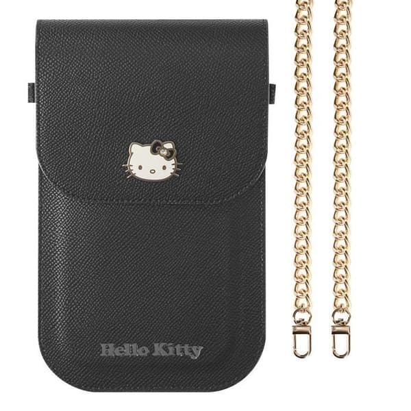 Etui Chaussette - Hello Kitty - Svart - Syntetisk läder - Kompatibel med smartphone 14 cm - Magnetisk