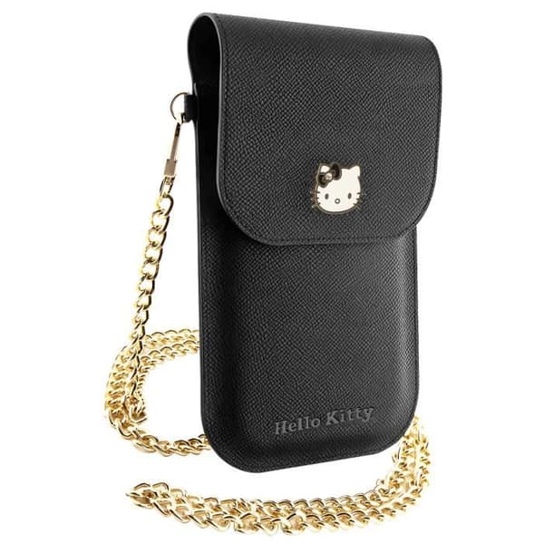 Etui Chaussette - Hello Kitty - Svart - Syntetisk läder - Kompatibel med smartphone 14 cm - Magnetisk