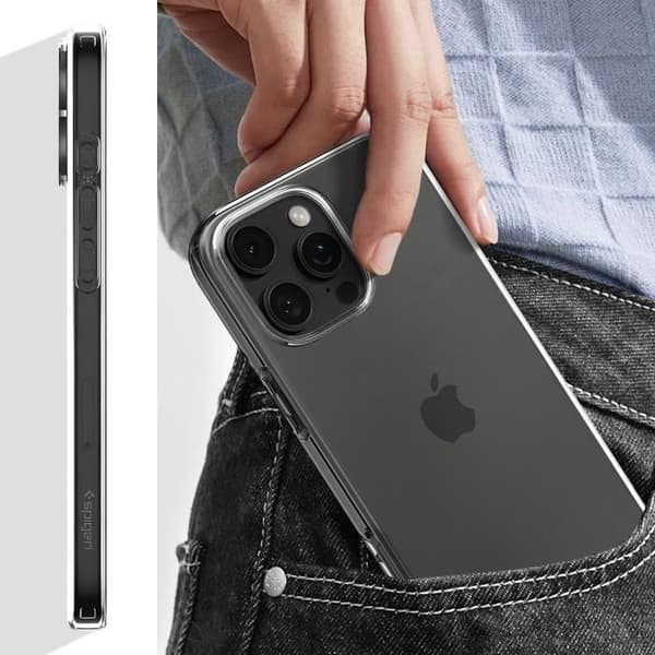 Silikonfodral till iPhone 16 Pro Stötsäker Slim Design Qi-kompatibel Spigen SGP Transparent