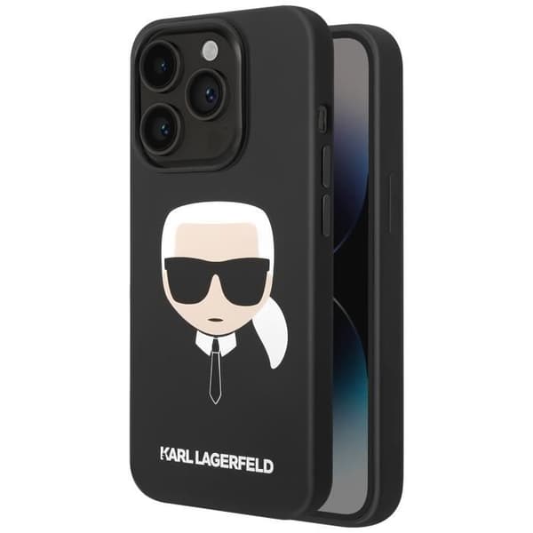Skal till iPhone 14 Pro - KARL LAGERFELD - Karl’s Head Series - Silikongel - Upphöjda kanter - Svart