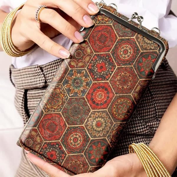 Cork Sock Case Double Pocket Sexkantigt Mönster Flerfärgad