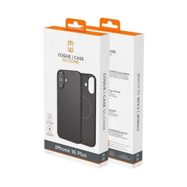Fodral för iPhone 16 Plus MagSafe Silikon Oleofobisk och anti-repa MW Black