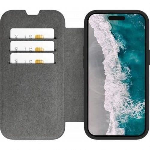 Helsinki Vegan Leather Folio Case för iPhone 15 Plus DBRAMANTE1928 Transparent Black