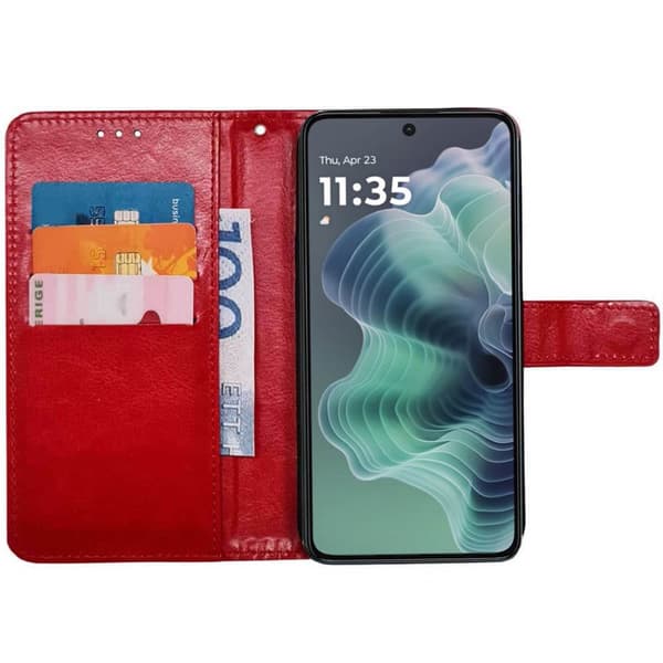 Lommebokdeksel 3-kort Motorola G35 - Rød