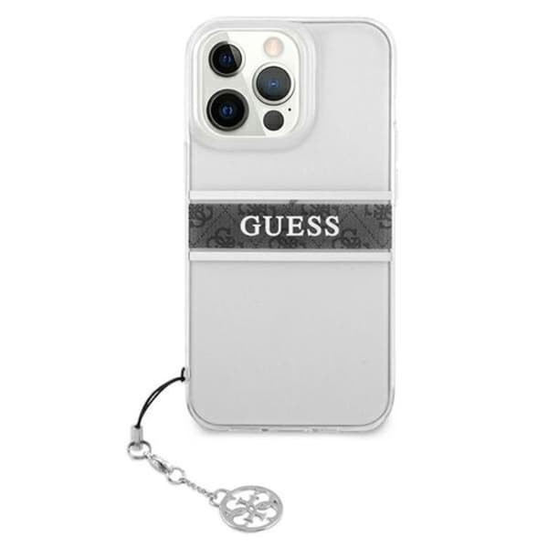 Telefonfodral - Guess - 4G Stripe Grey Charm - Transparent - Mjukt - iPhone 13 Pro