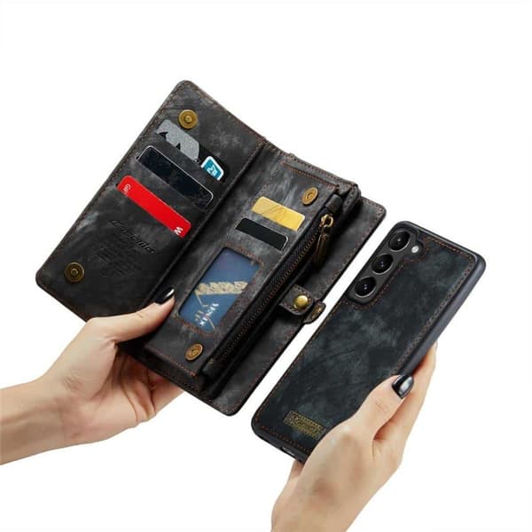 CaseMe mobilcover 008 8-kort Samsung Galaxy S24 FE - Sort/grå