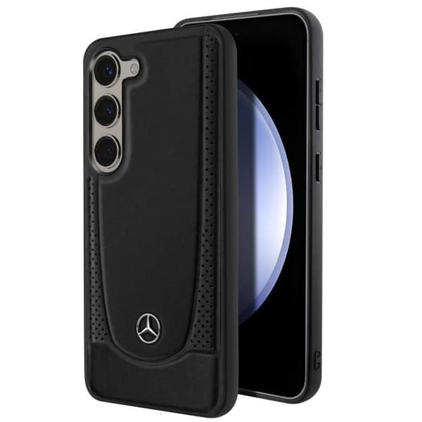 Fodral till Samsung Galaxy S23 äkta läder förhöjda kanter Mercedes Svart