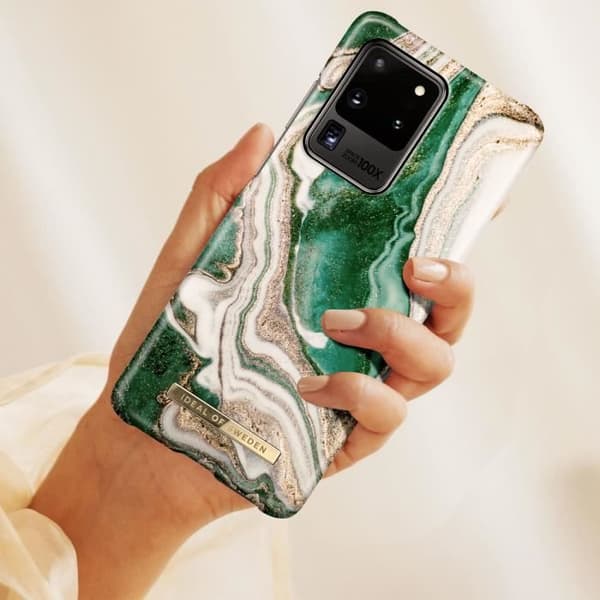 Fodral till Samsung S20 Ultra Marbled Luxury Ultra Thin Golden Jade Marble iDeal of Sweden Mörkgrön
