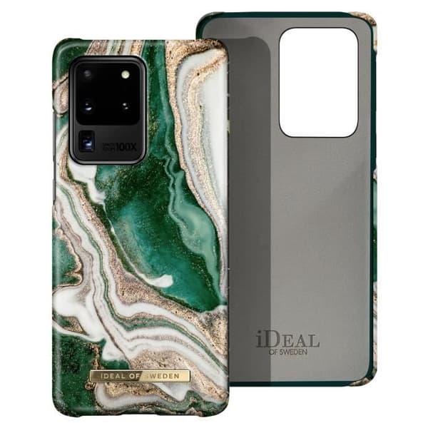Fodral till Samsung S20 Ultra Marbled Luxury Ultra Thin Golden Jade Marble iDeal of Sweden Mörkgrön