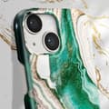 Miniatyrbild 4 av 4: iPhone 14 Plus Fodral Marbled Luxury Ultra Thin Golden Jade Marble iDeal of Sweden Mörkgrön