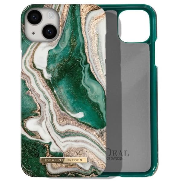 iPhone 14 Plus Fodral Marbled Luxury Ultra Thin Golden Jade Marble iDeal of Sweden Mörkgrön
