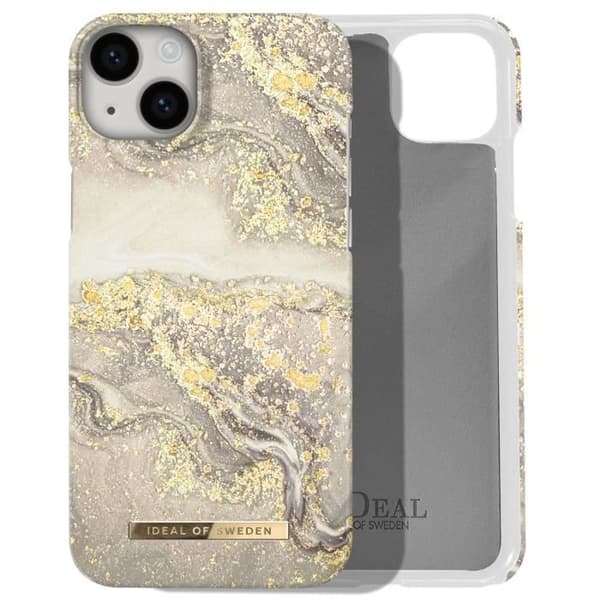 Skal till iPhone 14 Plus Marbled Luxury Ultra Thin Sparkle Greige Marble iDeal of Sweden Beige