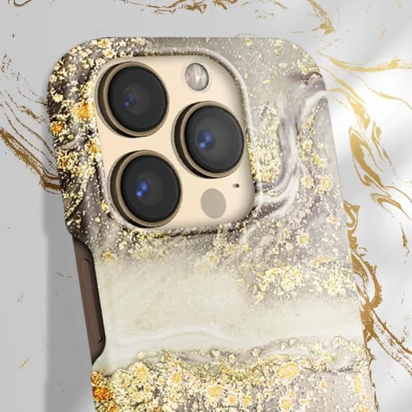 Skal till iPhone 13 Pro Marbled Luxury Ultra Thin Sparkle Greige Marble iDeal of Sweden Beige