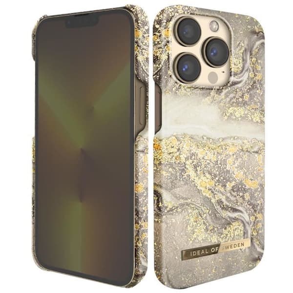 Skal till iPhone 13 Pro Marbled Luxury Ultra Thin Sparkle Greige Marble iDeal of Sweden Beige