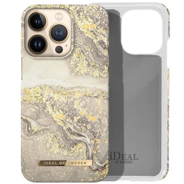 Skal till iPhone 13 Pro Marbled Luxury Ultra Thin Sparkle Greige Marble iDeal of Sweden Beige