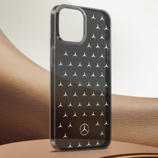 Fodral till iPhone 14 Star Series Elegant Raised Edges Mercedes Black Transparent