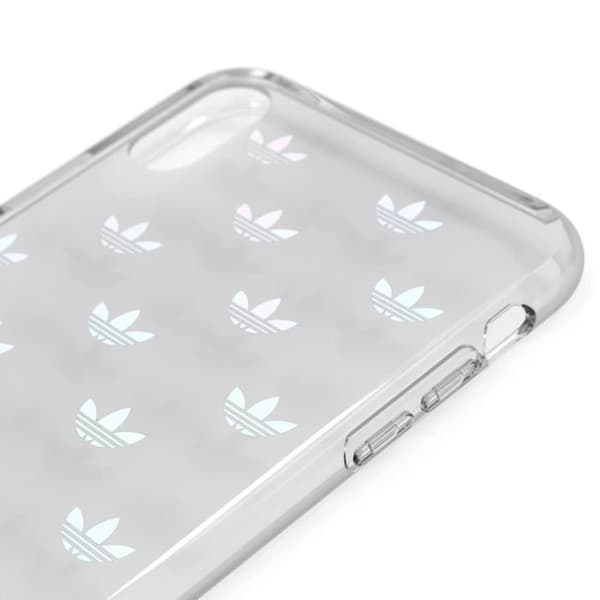 Silikonfodral till iPhone XS Max - ADIDAS - Trefoil Clear - Iriserande Trefoil - Upphöjda kanter - Transparent