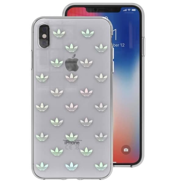 Silikonfodral till iPhone XS Max - ADIDAS - Trefoil Clear - Iriserande Trefoil - Upphöjda kanter - Transparent