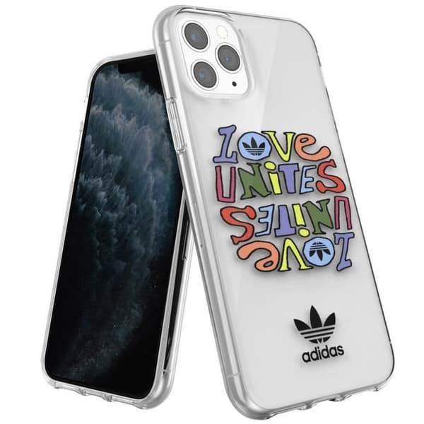 Silikonfodral till iPhone 11 Pro Love Unites Print Raised Edges Adidas Transparent
