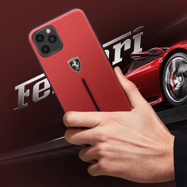 Läderfodral för iPhone 12 och 12 Pro Silikonkonturkompatibel QI Ferrari Röd