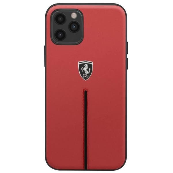 Läderfodral för iPhone 12 och 12 Pro Silikonkonturkompatibel QI Ferrari Röd